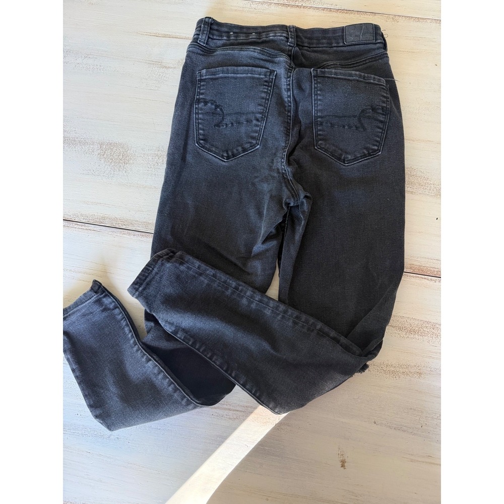American Eagle Ne(X)t Level Stretch Black Wash Ripped Distressed Skinny Jeans - Picture 2 of 5